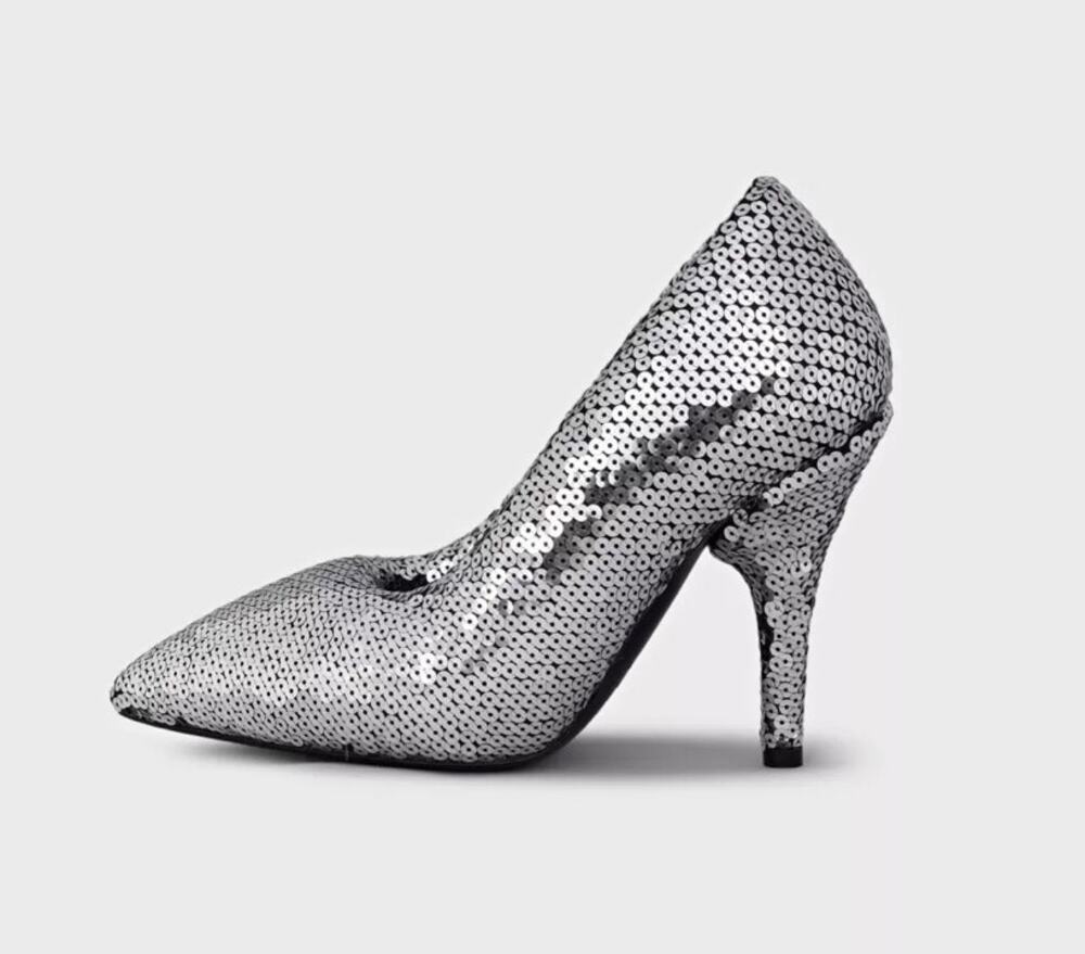 Balenciaga Gray Sequin Pointed Toe Pumps Sz.39